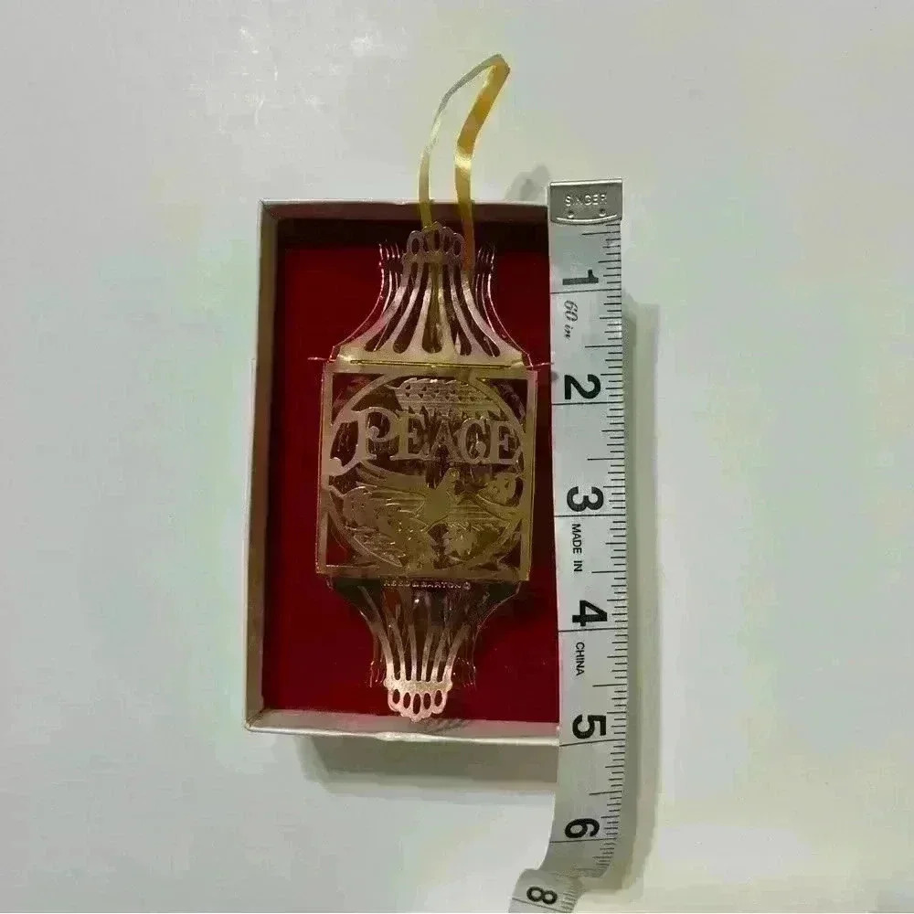 Reed & Barton 20k Gold Plated Ornament- 1977 Christmas Holiday Peace w Dove - Picture 16 of 16